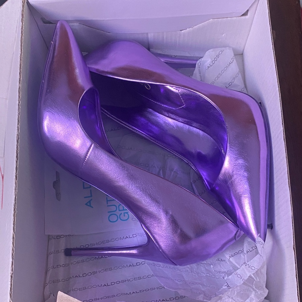 Aldo Metallic Purple Pointed-Toe Stiletto Pumps